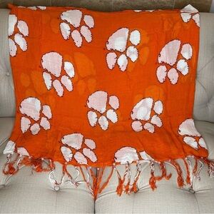 Clemson Tigers Infinity Scarf Beaded Fringes Wide 32x28